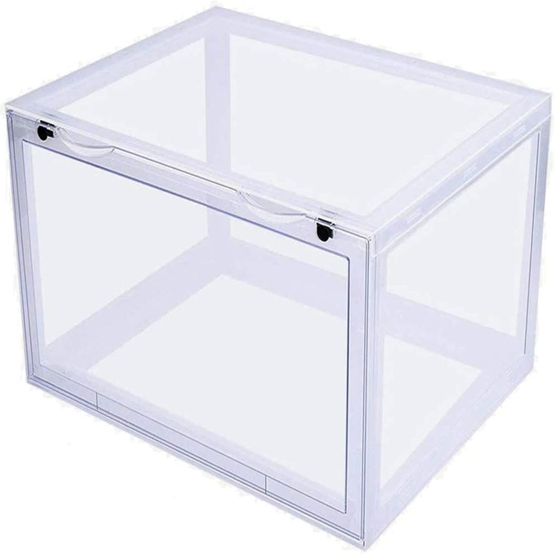 K.T.Z Shoe Boxes,Clear Plastic Shoe Box Magnetic Side Open Stackable Shoe Box (D Style Transparent, 1 PCS)