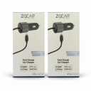 Set 2 Pack ZGEAR Fast Charge Car Charger - 12 Watt - 6 Foot