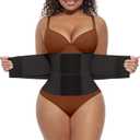 FeelinGirl Waist Trainer Long Torso Waist Cincher Trimmer Ab Belt Tummy Control Body Shaper Triple Wrap Women and Men (XX-Large, Black)