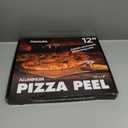 Pizza Peel Aluminum Pizza Spatula, Mooues 12 inch Metal Pizza Paddle(12"x 14")with Rocker Cutter Foldable Wood Handle, [Storage bag included], for Family Pizza Oven Baking Pizza, Dough, Bread & Pastry