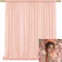 TOAOFY 5x8ft Light Pink Chiffon Backdrop Curtain (2 Panels 5x8ft) Blush Pink Wrinkle Free Sheer Fabric Drapes Tulle Wedding Birthday Party Cake Table Arch Decor Video Studio Props TAYS044 (10x8ft)