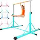 FC FUNCHEER Gymnastics Bar for Kids Ages 3-15, 35" to 60" Adjustable Height, 4FT Wide Base - Professional Kip Bar with 360 Stability & Fiberglass Crossbar, Easy Fold&Solid Design for Home Training