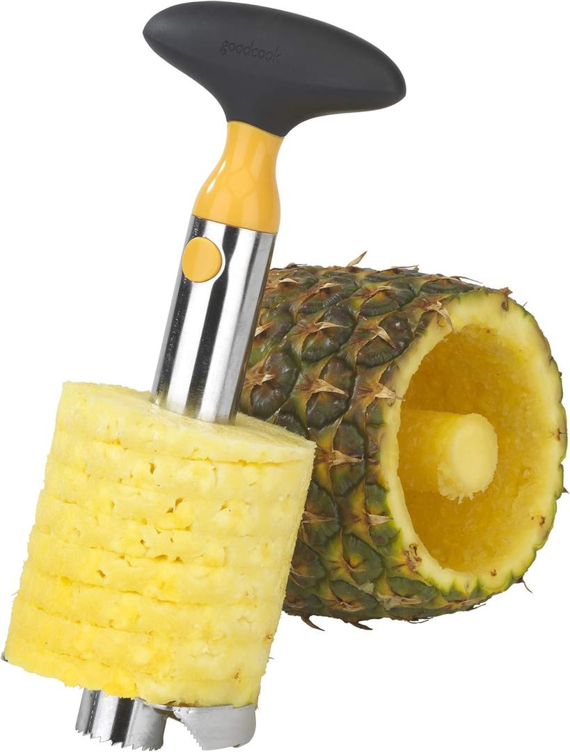 Goodcook Touch Stainless Steel Pineapple Slicer, Handheld, Black Yellow and Silver