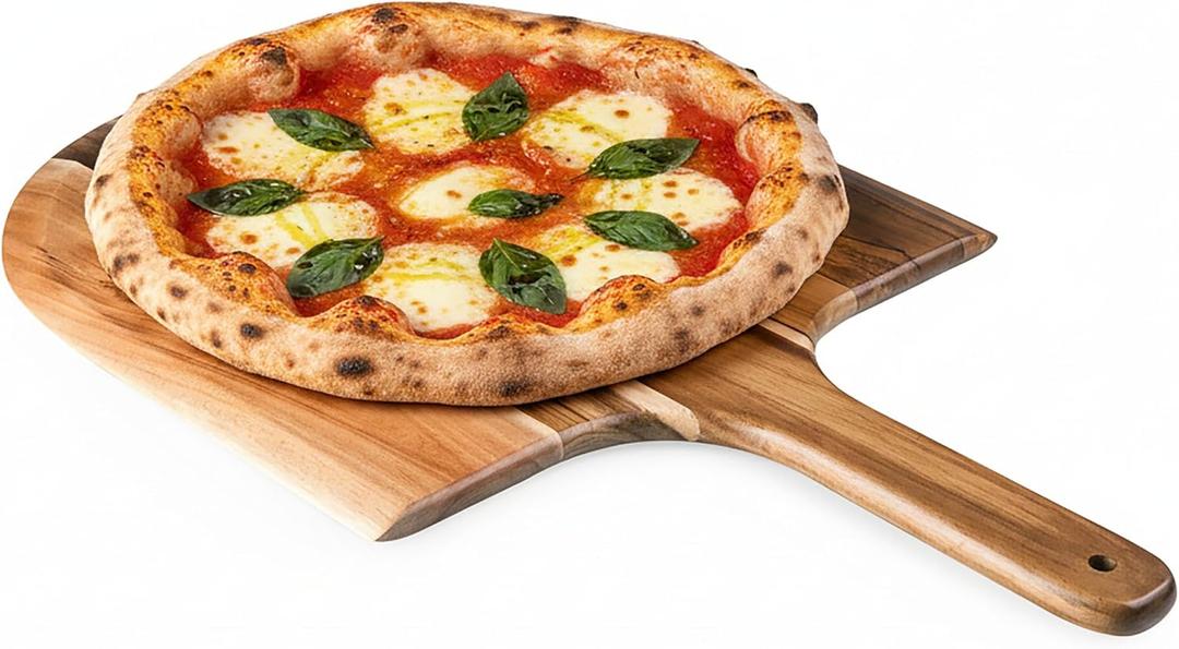 PICNIC TIME Acacia Wood Pizza Spatula Peel, Serving Pizza Paddle with Tapered Handle for Comfort and Steady Grip, Bread Peel and Oven Accessories, Flat Paddle with Beveled Edge (Acacia Wood), One Size