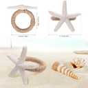 6pcs Starfish Napkin Rings, White Sea Star Nautical Napkin Ring Holders Rustic Serviette Buckles for Crafts Dinning Dinner Table Summer Party Banquet Wedding Coastal Beach Holiday Cloth Decoration