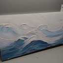 TRAIN2 ART Abstract Wall Art for Living Room Blue and White Ocean Paintings Wall Decor Modern 3D Textured Canvas Wall Art Large Artwork for Living Room Bedroom Office 20"x40"