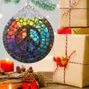 Christmas Decorations Ornaments, Stained Glass Ornament, Christmas Tree Ornaments, 2025 Gift Ornament, Xmas Gift for Friend Family Coworker - Peace Sign