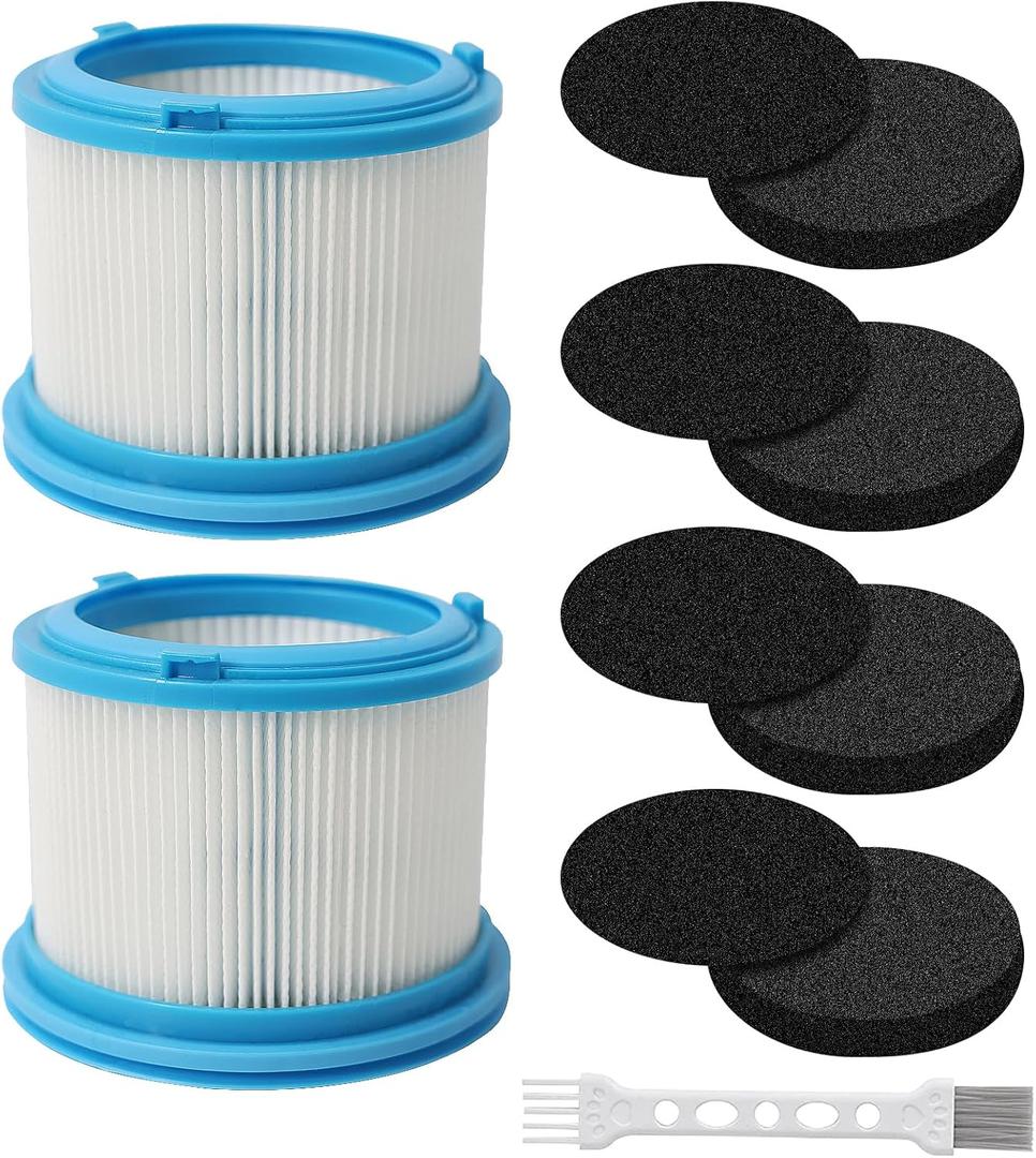 2 Pack Washable Filters Replacement Compatible with Bissell 4052 4039 4137 PowerClean FurGuard 280W and FurFinder 200W Self-Standing Cordless Vacuums, 2 Filters and 4 Pre-Filter Pads & 1 Brush