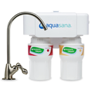 Aquasana Under Sink Water Filter System - Reduces PFAS, Lead, & Chlorine in Drinking Water - Under Counter Claryum Filtration for Kitchen - 2-Stage - Brushed Nickel Faucet - AQ-5200.55