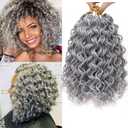 GoGo Curl Crochet hair Water Wave Crochet hair Grey Synthetic Bohemian Crochet Braid Deep Wave Braiding hair Extensions (10inch,7Packs,#51)