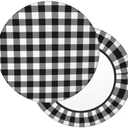 AIMASTZ White and Black Buffalo Plaid Gingham Tartan Round Bar Stool Cover 14 Inch, Soft Breathable Velvet Chair Seat Cushion Slipcover for Restaurant Cafe Hotel Bar (14"D x 14"W x 3"H)