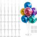 JOYYPOP 24 Sets Balloon Stand Kit, Balloon Sticks with Base Birthday Graduation Party Decorations Wedding (Clear 24 Pack)