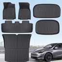 Floor Mats Fits for Tesla Model Y 5-Seat 2024-2020 - All Weather TPE Front, Rear, Cargo & Sub-Trunk Mats, 6-Piece Custom Fit (Not Fit 7-Seat)