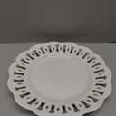 fMBB Round Appetizer Plate with Scalloped Edge Lace Rim, Set of 4, White 8 inch Ceramic Dessert Plates, Small for Cake Snack Side Dish, Microwave and Dishwasher Safe
