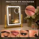 HNV LED Makeup Mirror with Lights, Large 15" x 13", 3 Color Modes & Adjustable Brightness, Plug-in Vanity Mirror with Touch Control, 360 Rotation Desk Mirror for Bedroom, Bathroom & Dorm