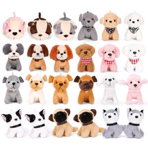 Niceup 24PCS Adopt a Puppy Party Favors Kids Mini Plush Dog Non-candy Easter Basket Stuffers Bulk Stuffed Animals Dog Paw Adoption Pet Doll Toys Birthday Party Goodie Bag Fillers Classroom Reward Gift