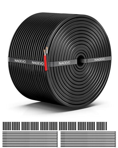 NAOEVO 16 Gauge Wire 2 Conductor Electrical Wire, 16 AWG Stranded PVC Cord, 12V Low Voltage/Tinned Copper/Flexible Cable for Automotive Wiring, Lamp Cord, Marine Cable (50FT)