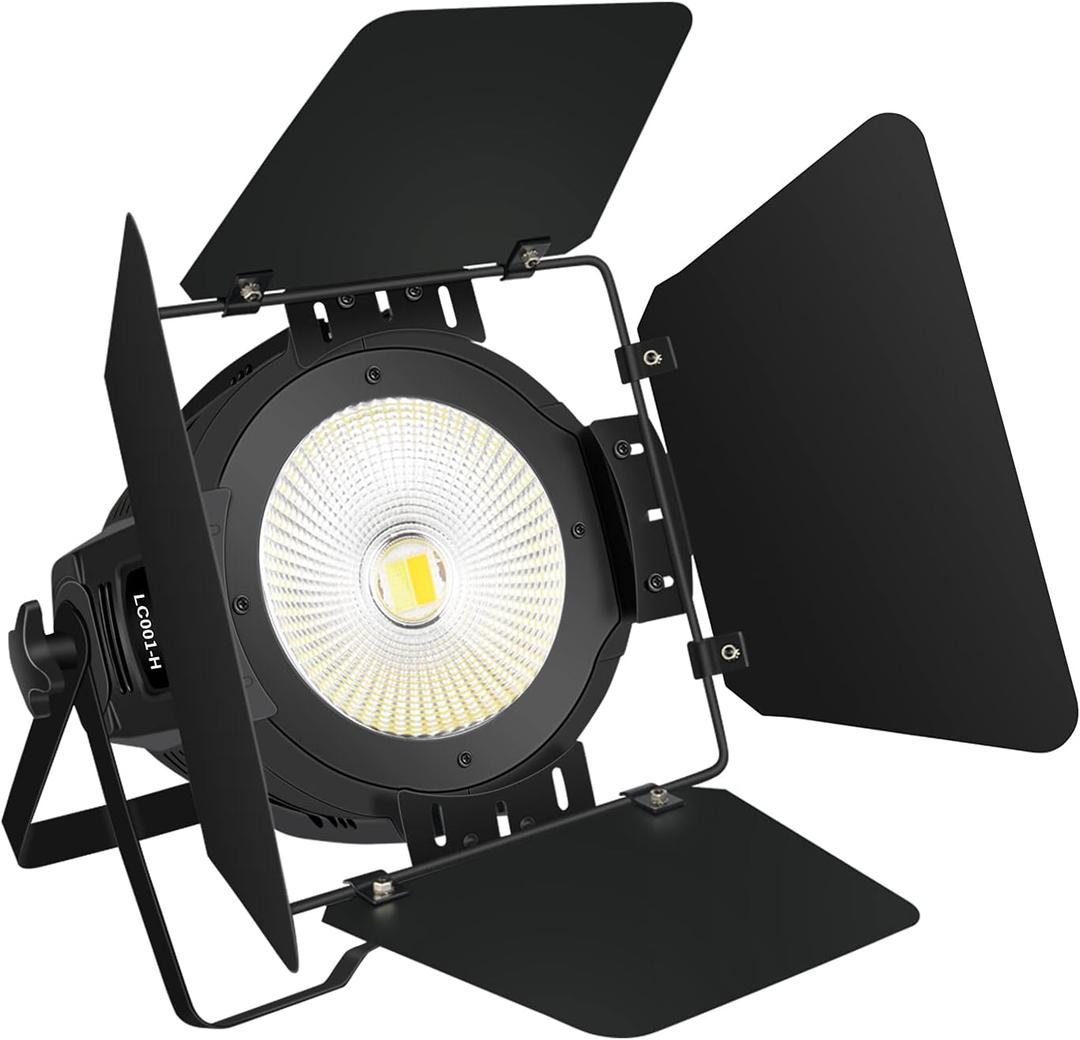 StageLights with Barn Doors - 100W COB LED Spotlights, Warm & Cold White Par Lights - DMX/Master-Slave DJ Lights, Church & Theater Spotlights