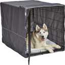 MidWest Homes for Pets Large Dog Crate Cover, Polyester Privacy Kennel Cover Fits Most 42-inch Crates, Light Gray, Machine Washable, Reduces Barking & Chewing