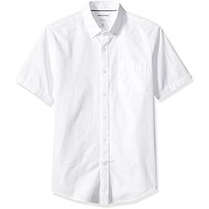 Amazon Essentials Men's Button-Up Shirts - Slim-Fit Short-Sleeve Pocket Oxford - Comfort and Style, Large, White