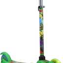 Self Balancing Kick Scooter with Light Up Wheels, Extra Wide Deck, 3 Wheel Platform, Foot Activated Brake, 75 lbs Limit, Kids & Toddlers Girls or Boys, for Ages 3 and Up