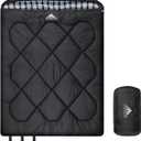 AGEMORE 0 Degree Double Sleeping Bag for Adults, Cotton Flannel Lined 2 Person Queen Size Warm Sleeping Bag for Family Winter Camping or RV Traveling (White Plaid)