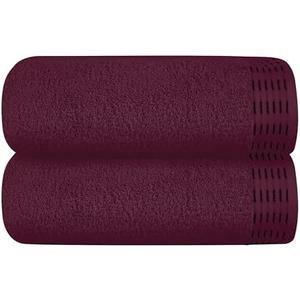 MALLONI HOME Cotton 2 Pack Oversized Bath Towel Set 28x55 inches, Large Bath Towels, Ultra Absorbant Compact Quickdry & Lightweight Towel, Ideal for Gym Travel Camp Pool - Burgundy