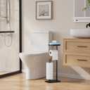 Kitsure Toilet Paper Holder Free Standing  Rustproof Metal Toilet Paper Stand for 4 Rolls with Anti-Slip Base and Shelf for Phone & Small Items, Bathroom Organizers and Storage, Medium, Black (Medium - 1 Pack)