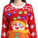 MGparty Ugly Christmas Sweater for Women 2025 Christmas Cute Light Up Sweaters Holiday Party Novelty Funny Pullover (Small, Red)
