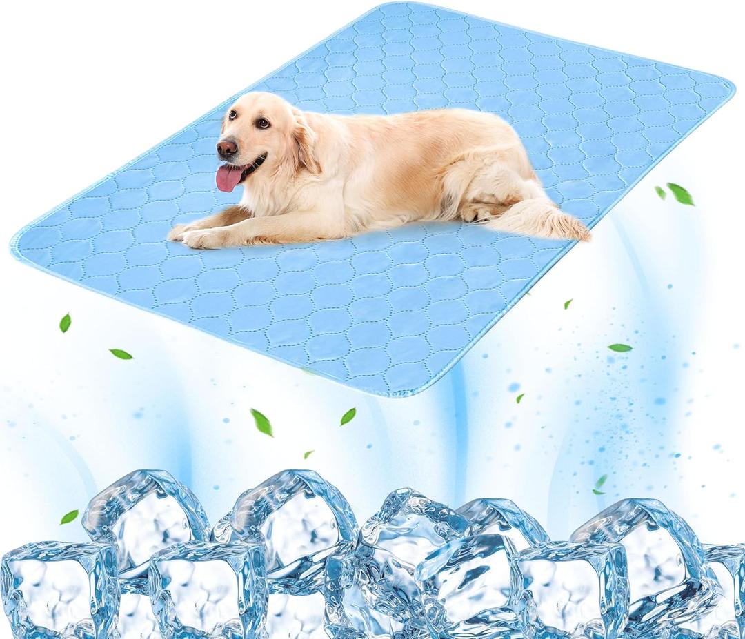 PatiencET Dog Cooling Mat, 28'' x 40'' Upgrade Pet Cool Mat for Dogs Cats, Summer Ice Silk Dog Cooling pad & Washable Pee Pad for Indoor or Outdoor - Bottom Waterproof and Anti Slip