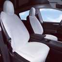 RuiYue Carry Custom Fit Tesla Model Y and Model 3 Front Seat Cover Car Front Seat Protector Car Front Seat Cushion Premium Flannel Fabric Anti-Aging Sun Protection Easy-Clean (White 1Pcs)
