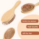 LLmoway Natural Bamboo Hair Brush for Hair Growth Bristles Detangling Wooden Paddle Hair Brush for Massaging Scalp All Hair Types Women Men Kids Ergonomic Handle Oval Regular