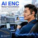 Meetings Open-Ear Headphones with Rotatable Noise-Canceling Boom Mic, Bone Conduction Bluetooth 6.0 Headphones with One-Touch Mute&Magnetic Charging for All-Day Use,Perfect for Driving Learning(Black)