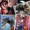 3 x Halloween Decorations Big Giant Spider 4.9 Ft Black Soft Hairy Scary Spider Fake Large Pops for Halloween Outdoor Yard Party