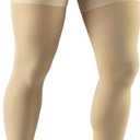 Truform 15-20 mmHg Compression Stockings for Men and Women, Thigh High Length, Dot Top, Open Toe,  Beige, Large (1 Pair)