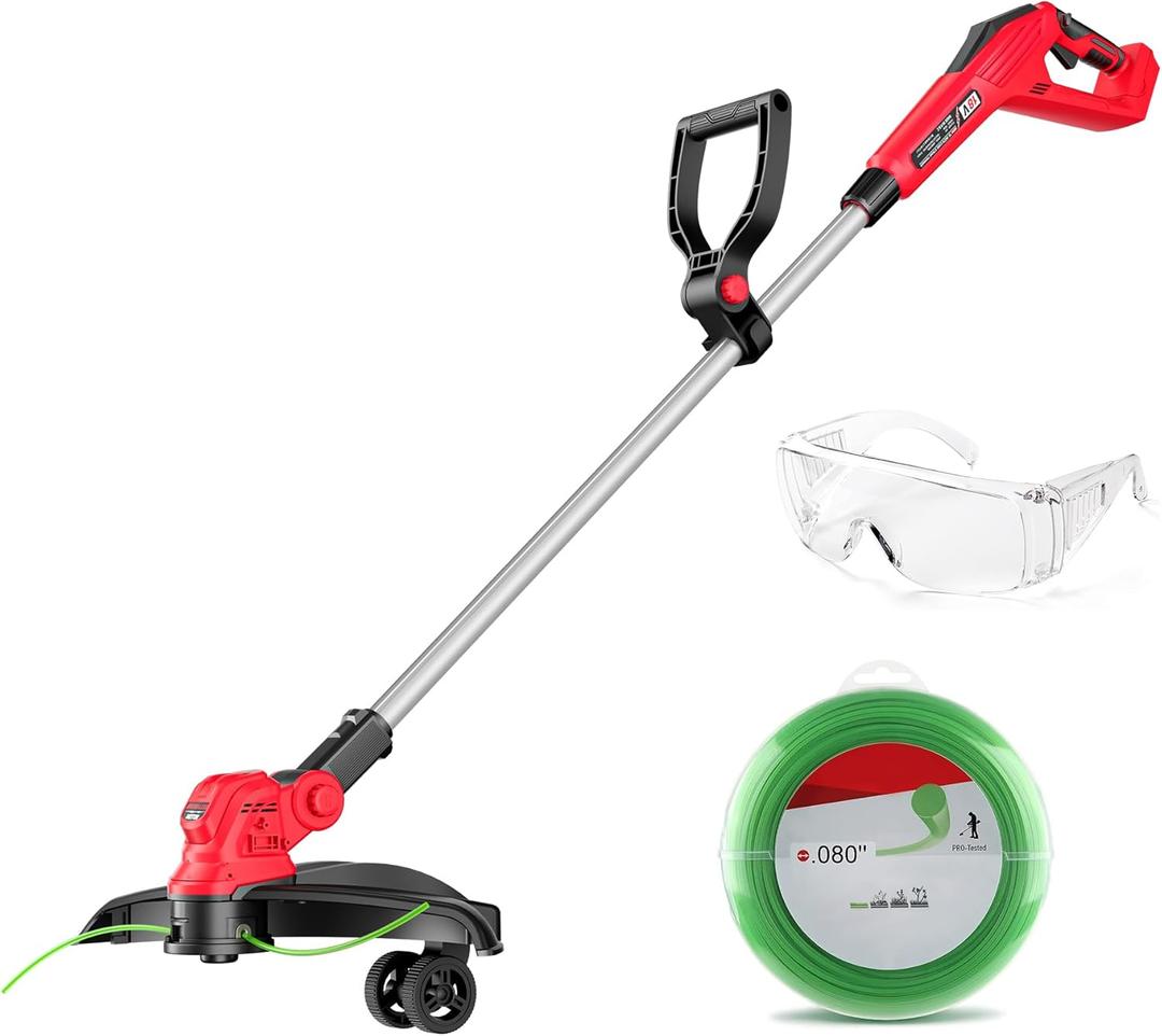 15 INCH Weed Wacker Compatible with Milwaukee 18V Batteries, Cordless String Trimmer & Edger, Brushless Motor, Extendable Pole, Extra Complimentary Weeding Rope *1 (Tool Only)