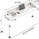 Overbed Table with Wheels, Overbed Desk with Adjustable Length and Height, Rolling Over Bed Desk, Queen Over The Bed Table on Wheels, Heavy Duty Laptop Table for Hospital and Home, 1.2m
