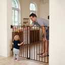 Babelio 34" Extra Tall Baby/Dog Gate with No Threshold Design Walk Thru Door, 26-43" Auto Close Safety Gate for Babies, Elders and Pets, Fits Doorways, Stairs, and Entryways, Black Wood Pattern