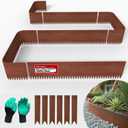20ft. 6-Pack Cor-Ten Steel Landscape Edging - 40" L x 8" H Lawn Edging with 6 Stakes, Hammer-in Metal Garden Border for Landscaping, Lawn & Yard (Rusted)