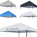 Joramoy 10ч10 Canopy Replacement Top Only, Waterproof Pop Up Canopy Tent Top Cover with Ropes, Instant Canopy Top Sunshade Sliver Coated for Outdoor Garden Patio Camping (White)