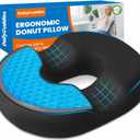 Donut Pillow for Tailbone Pain, Hemorrhoids - Cooling Gel Memory Foam Chair Seat Cushion for Office, Home & Wheelchair, Ergonomic Chair Pad for Pregnancy, Sciatica, Coccyx (XL, Black)