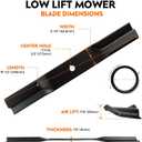 ILONPA 38" Low-Lift Mower Blades for John Deere AM100946 M82408 Lesco 050536 GT235 GT242 LT133 LX188 S92 SRX95 STX38 SX95 38 inch Deck Lawn Mower Replace AM100946 M82408 050536, Black