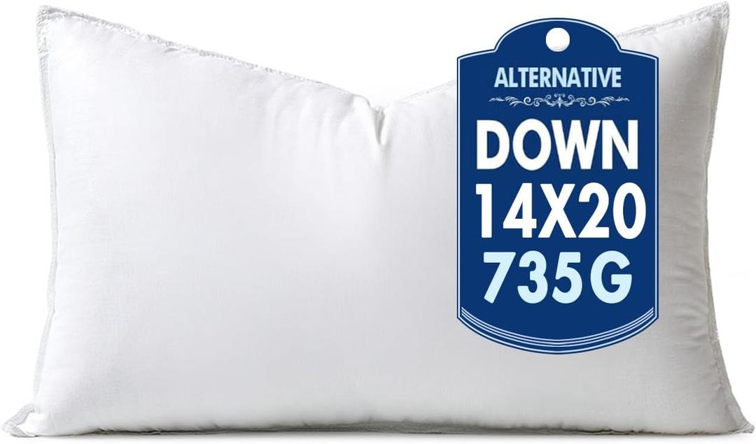 MIULEE 14x20 Synthetic Down Alternative Pillow Insert Decorative Throw Pillow 14 x 20 Inch Body Bed Sleeping Ultra Soft Fluffy Form for Sofa Couch Bed