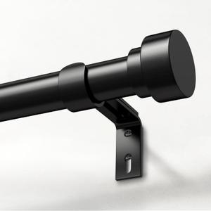 IFELS Heavy Duty Curtain Rods for Windows 48 to 84 Inch, 1 Inch Adjustable Black Curtain Rod with Easy Installation and Modern Design (A1,Black,30-90")