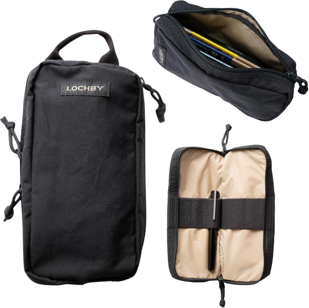 Venture Pouch | Multipurpose Tactical Mini Tool Bag | Durable Water Resistant Waxed Canvas | Dual-Sided Zipper Pouch | for Motorcycle, Bike, EDC, Pen, Pencil, Art, Tech & Travel, Black