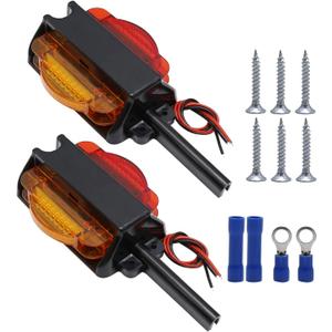 Anxingo 2PCS 4" LED Clearance Trailer Fender Lights Trailer Light Assembly Amber Front Red Back 4 Diodes Right + Left