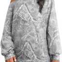 SOFIA'S CHOICE Women's Oversized Camo Print Off The Shoulder Sweatshirts Long Sleeve Pullover Fall Outfit Light Gray, Medium