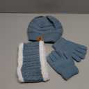 Wenouy 3 Pcs Kids Winter Hat Scarf Gloves Set Boys Girls Thick Warm Beanie Hat Knitted Neck Warmer Fleece Lined Gloves (2-6 Years, Light Blue)
