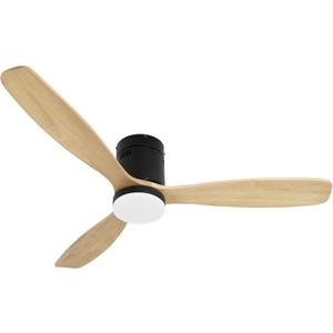 raccroc 52in Quiet Ceiling Fan with LED Light DC motor Large Air Volume Remote Control 3 Solid Wood Blades,Ceiling Fan for Kitchen Bedroom Dining room Patio