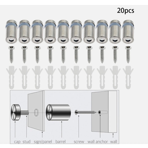 20Pcs Standoff Fixings Screws Bolts Expansion Tubes Stainless Steel Iron
